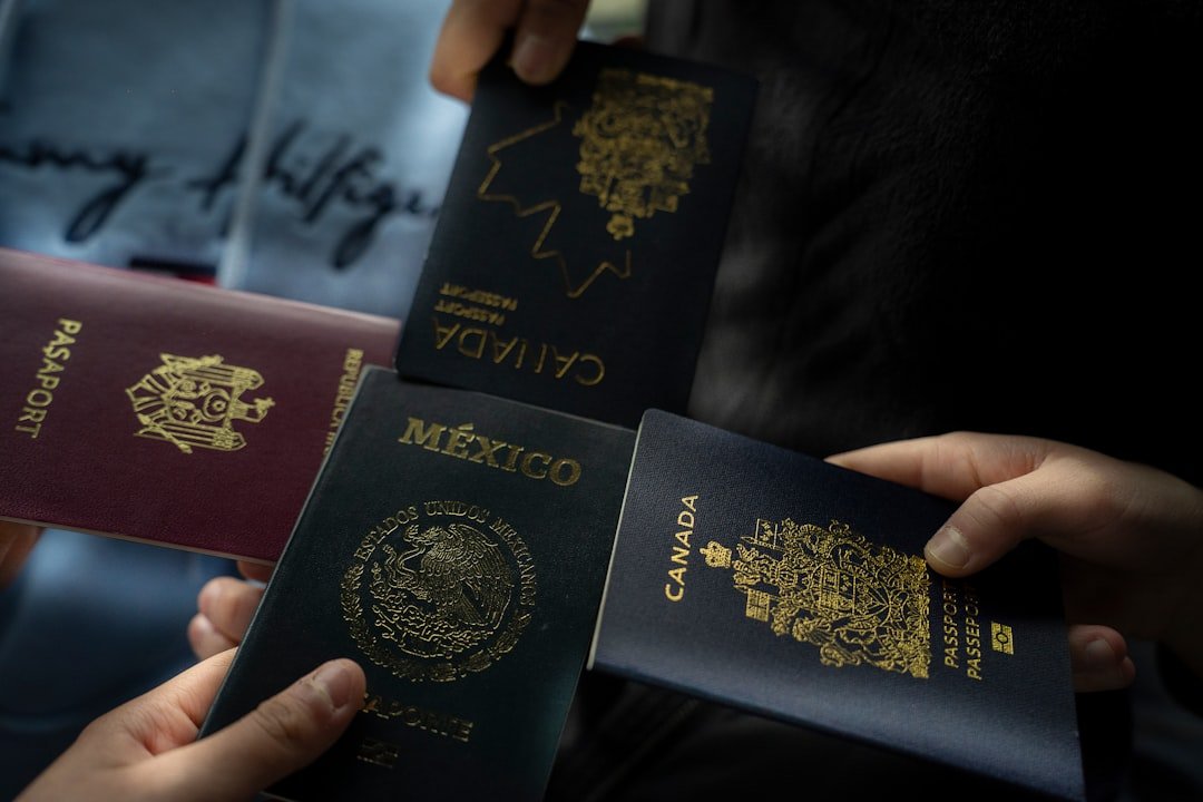 Passport, wallet, and travel documents organized together