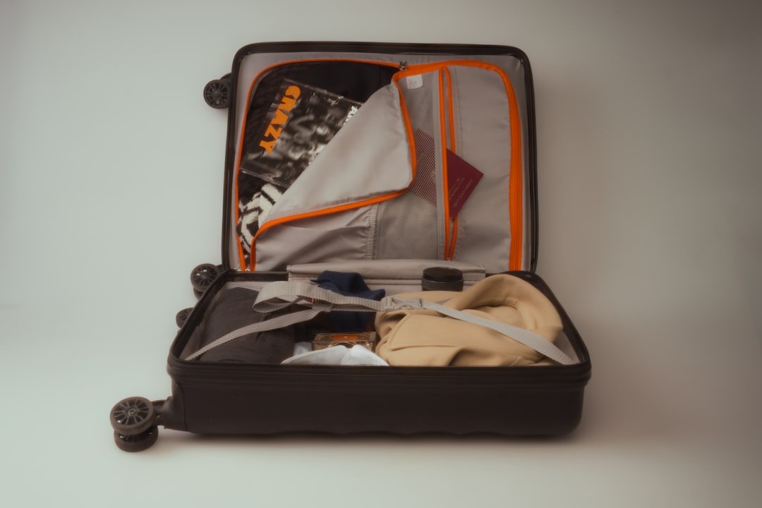 Packing cubes organized inside an open suitcase